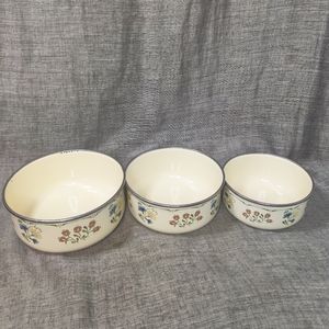 VTG Kobe Kitchen Flowers Vine Enamel Metal Set 3 N